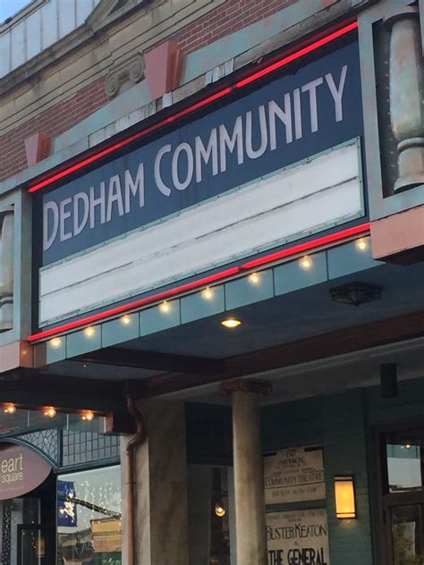Dedham community theater - Dedham Community Theatre. Wheelchair Accessible. 580 High Street , Dedham MA 02026 | (781) 326-0409. 0 movie playing at this theater today, November 10. Sort by. Online showtimes not available for this theater at this time. Please contact the theater for more information. Movie showtimes data provided by Webedia Entertainment and is subject to ...